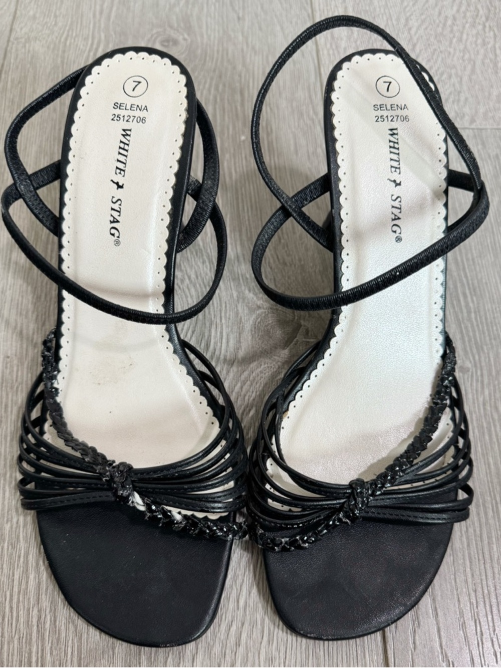 White Stag Black Braided Kitten High Heels